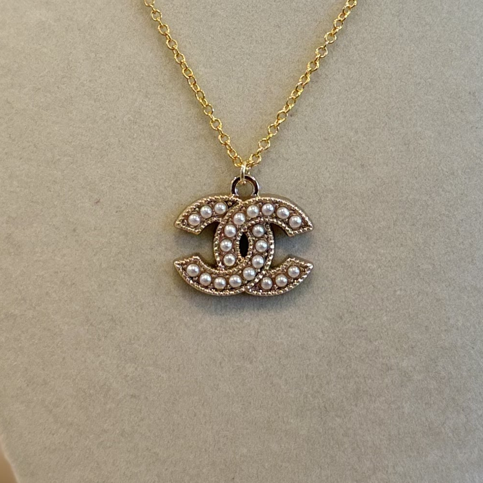 CC Pearls Bordered Gold Necklace