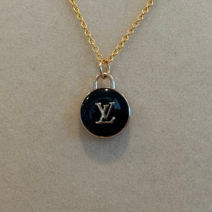 LV Lock Black Gold Necklace
