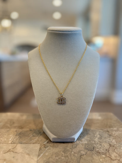 CC Rhinestones Gold Necklace