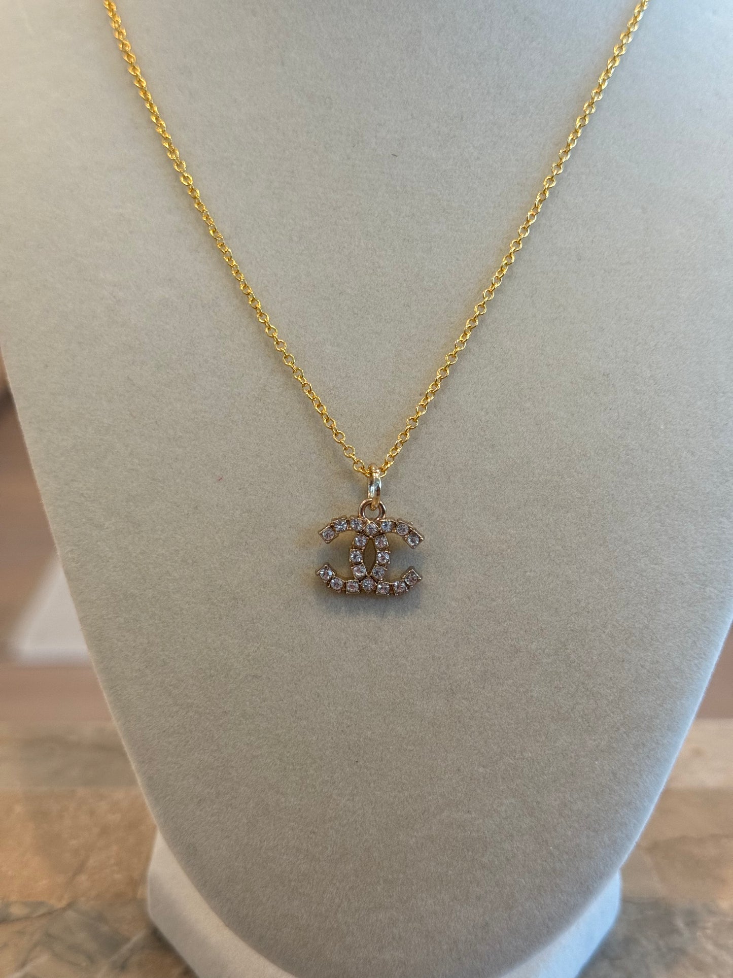 CC Rhinestones Gold Necklace