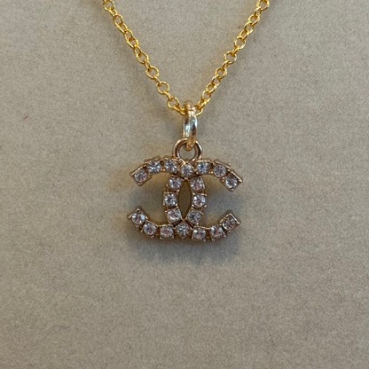 CC Rhinestones Gold Necklace